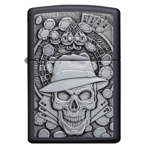 499 ZIPPO Зажигалка ZIPPO Gambling Skull с покрытием Black Matte фото 2